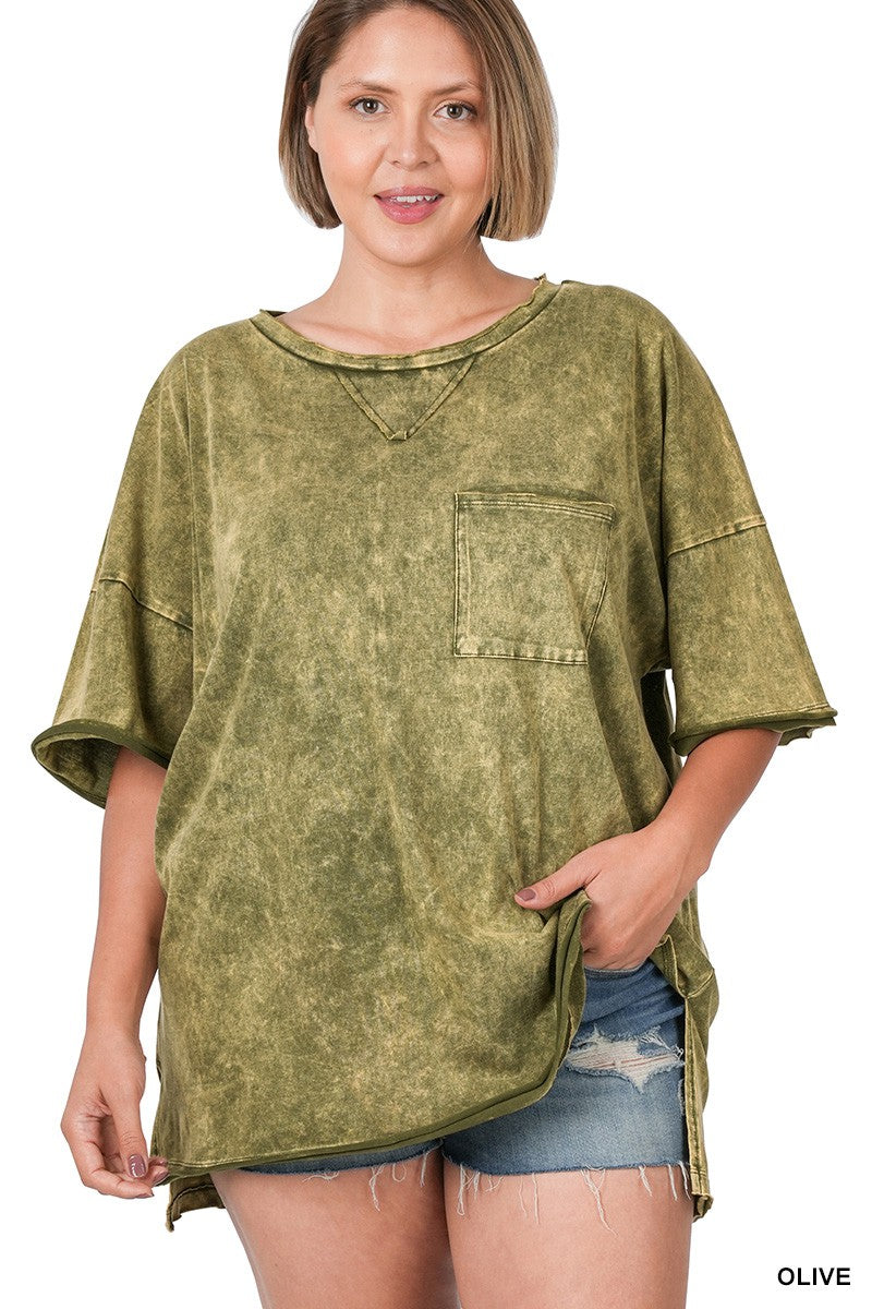 Acid washed shirt with pocket