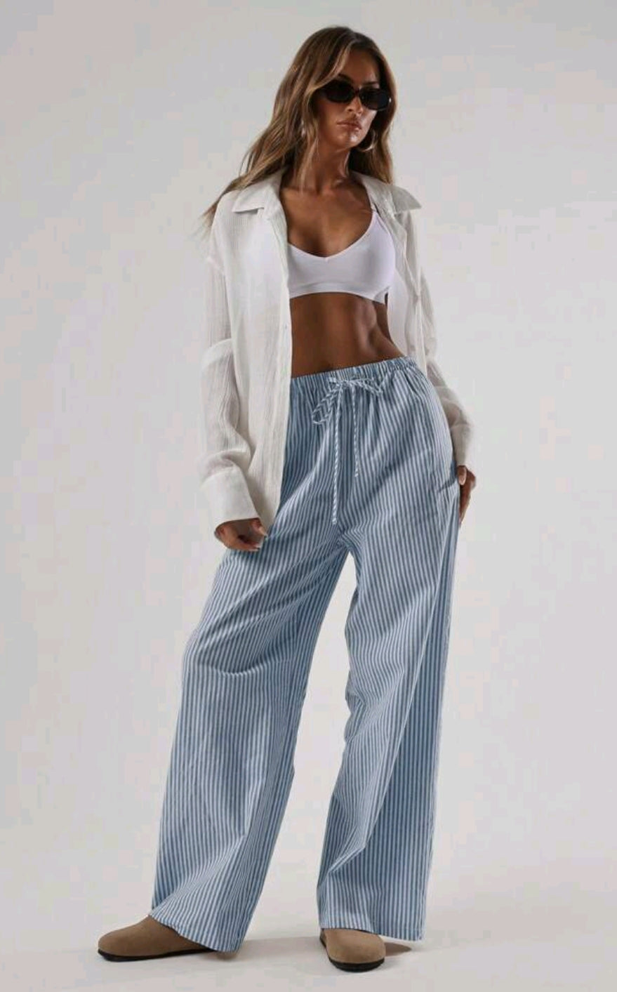 Stripe print pants