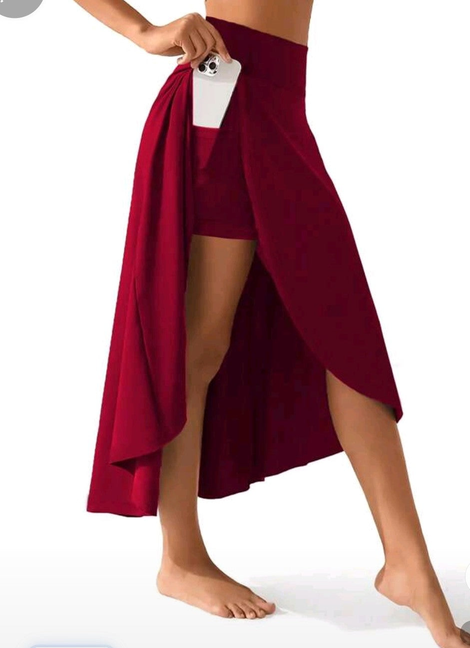 2 in 1 athletic long skirt