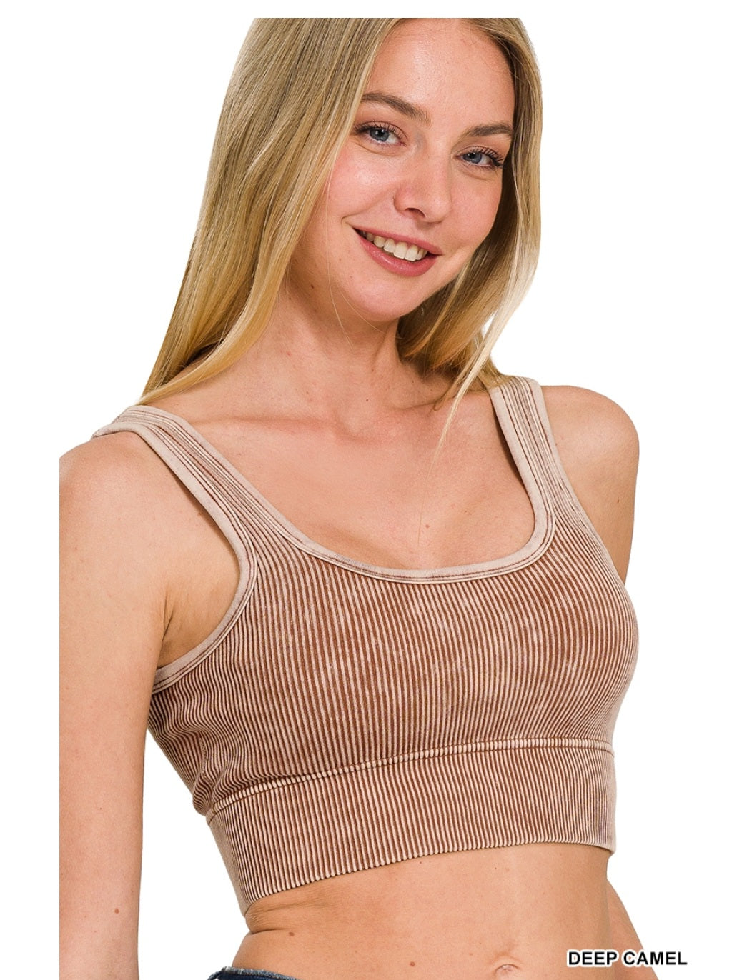 Washes ribbed bralette with pads