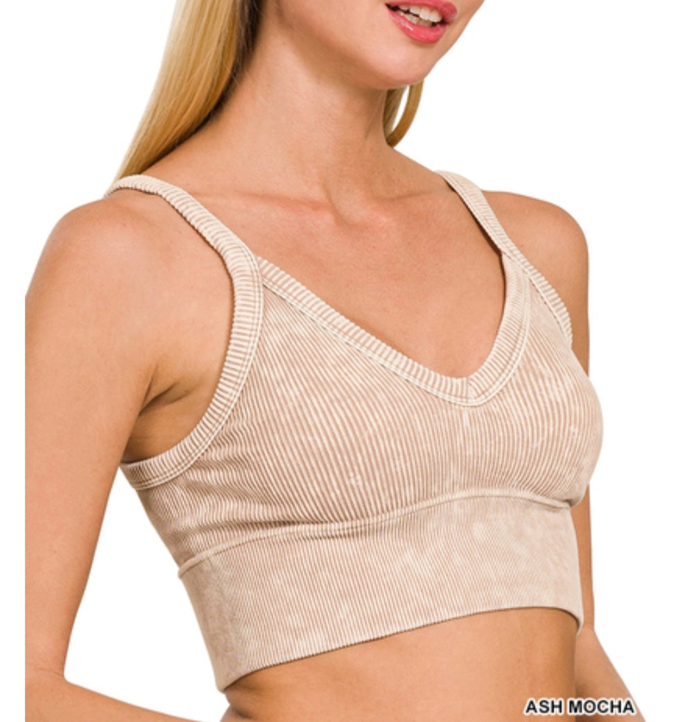 Washed V-neck cropped tank