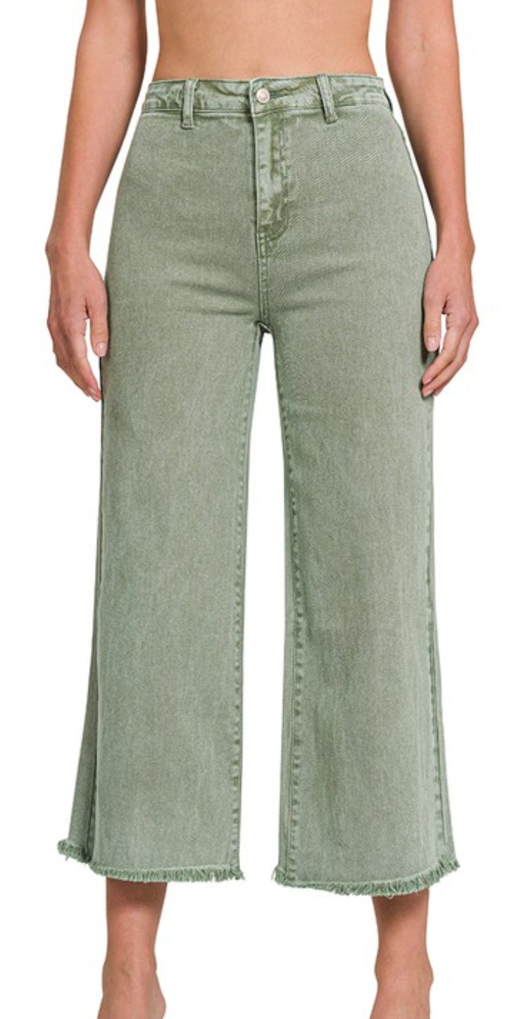 Acid washed crop highwaisted pants