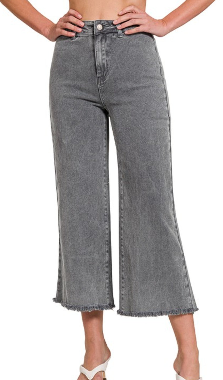 Acid washed crop highwaisted pants