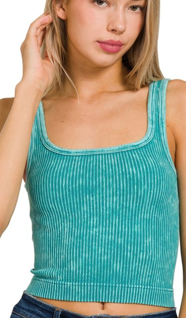 Reversable 2 way neckline ribbed tank top
