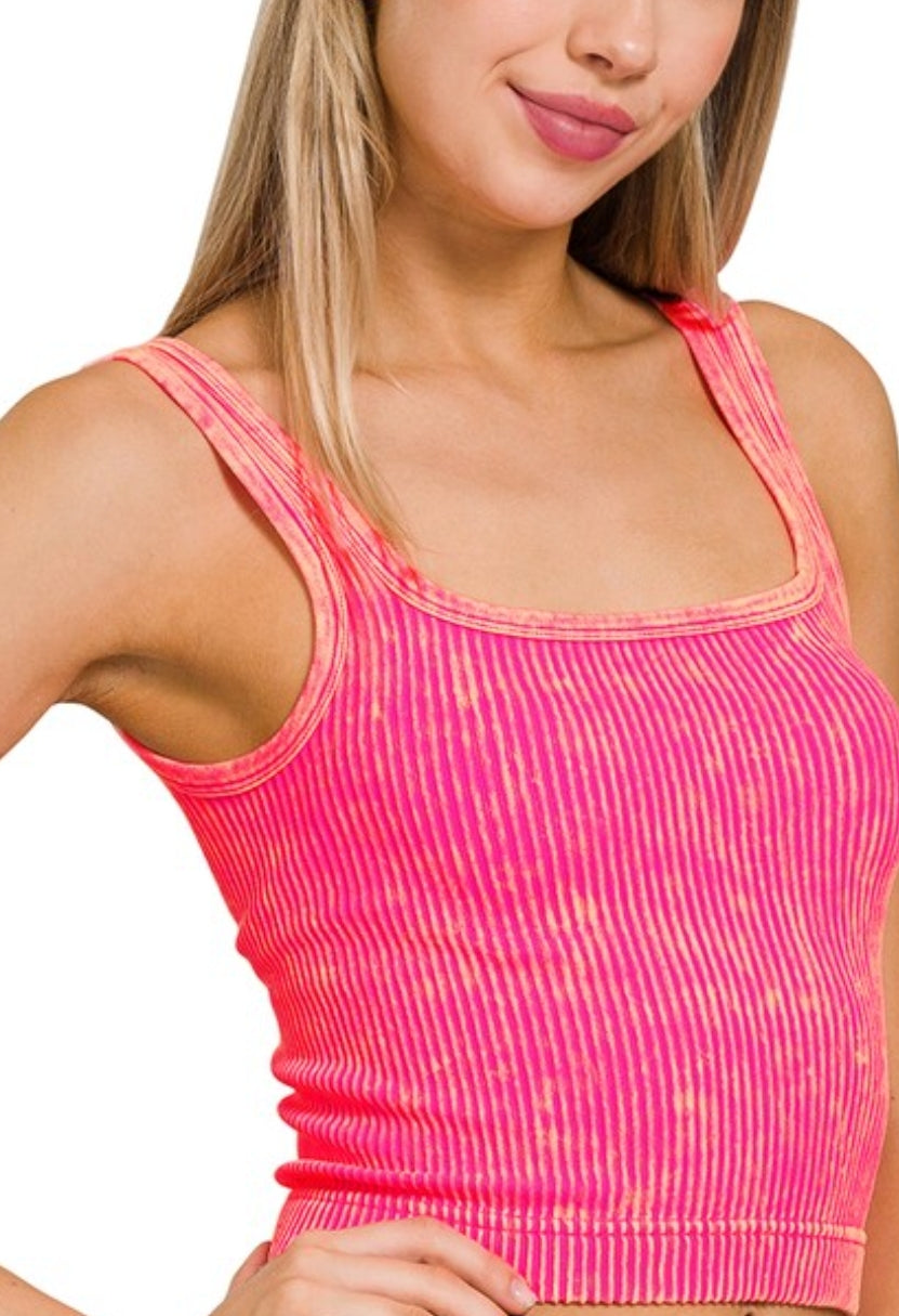 Reversable 2 way neckline ribbed tank top