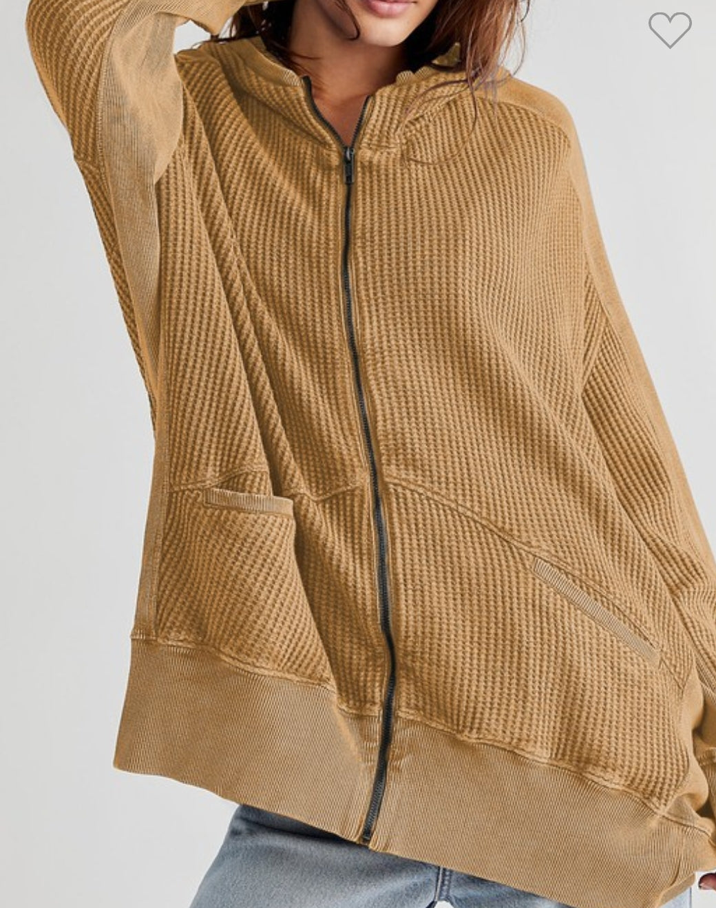 Waffle zip up hoodie
