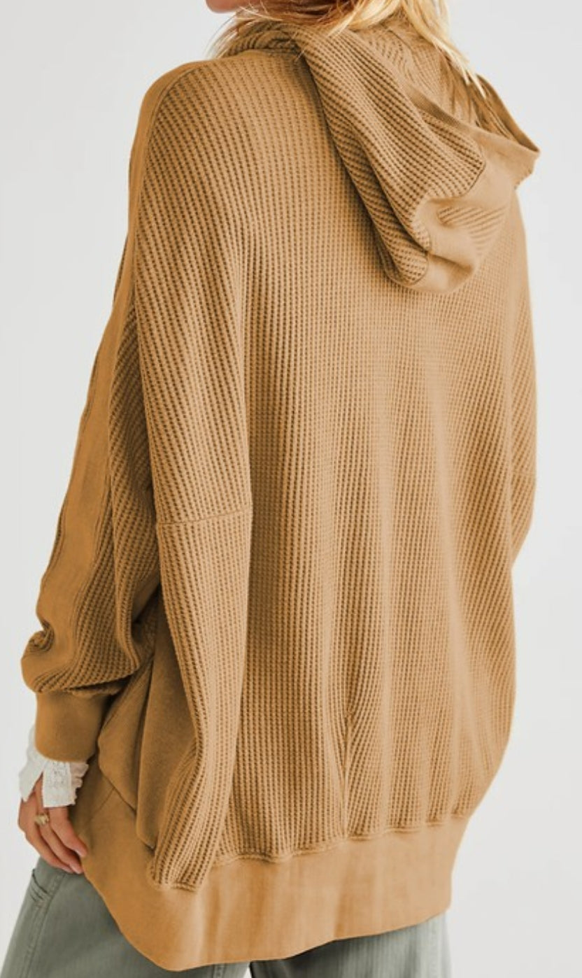 Waffle zip up hoodie