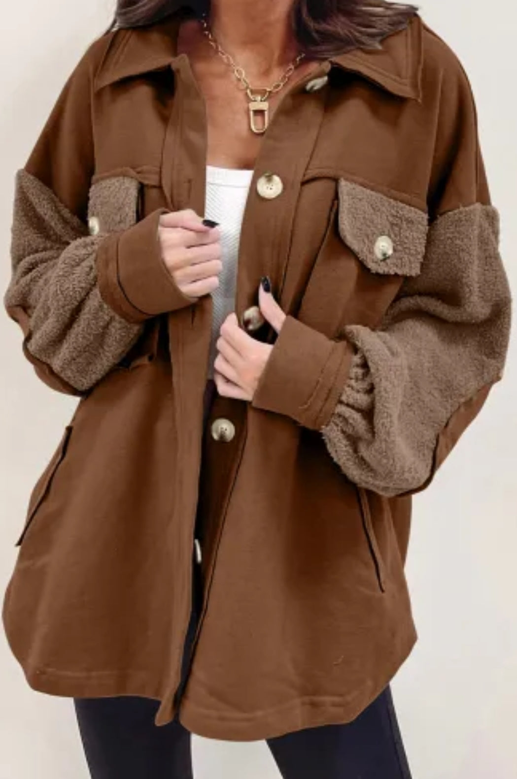 Textured oversize button down