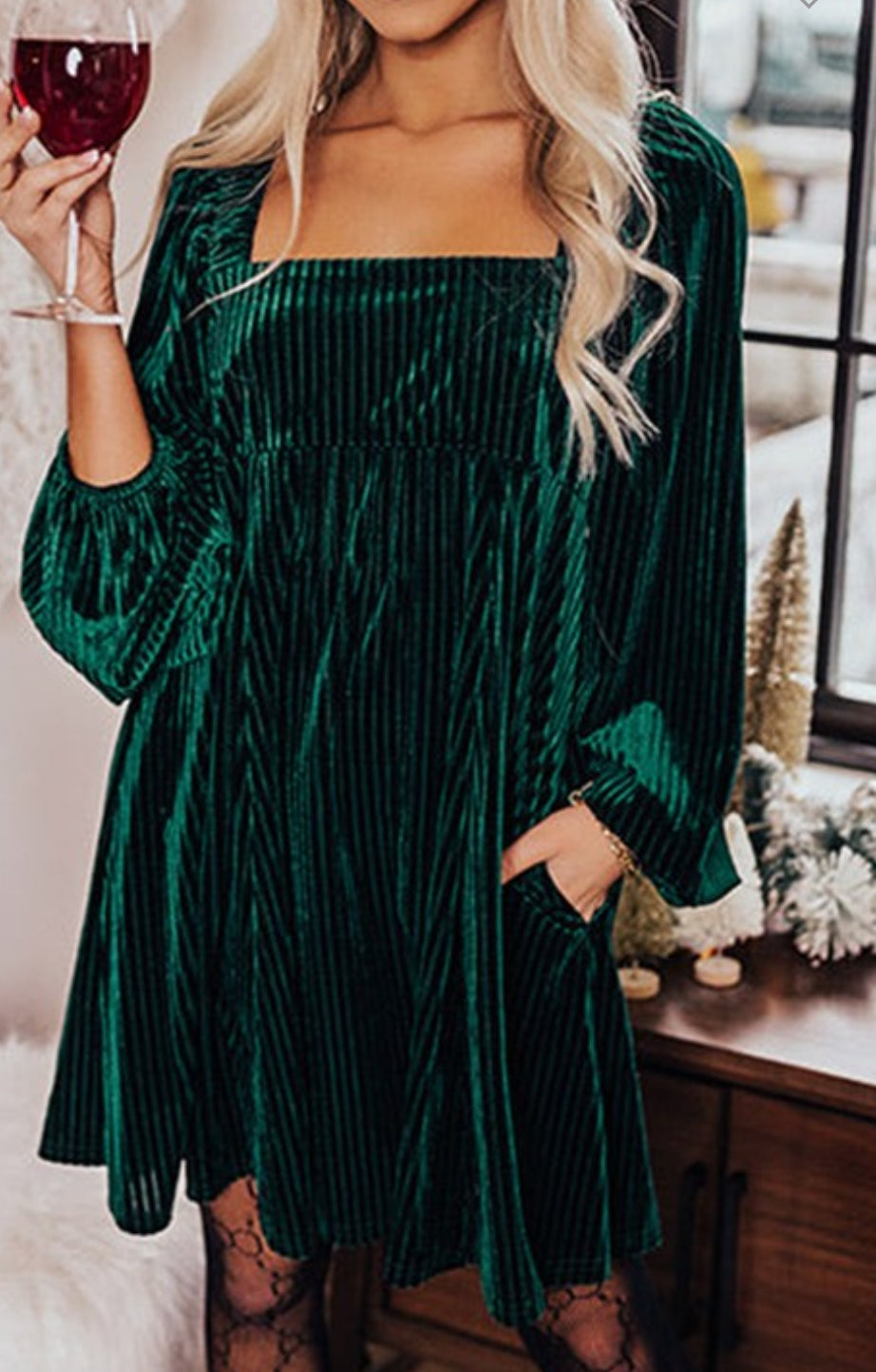 Velvet baby doll dress
