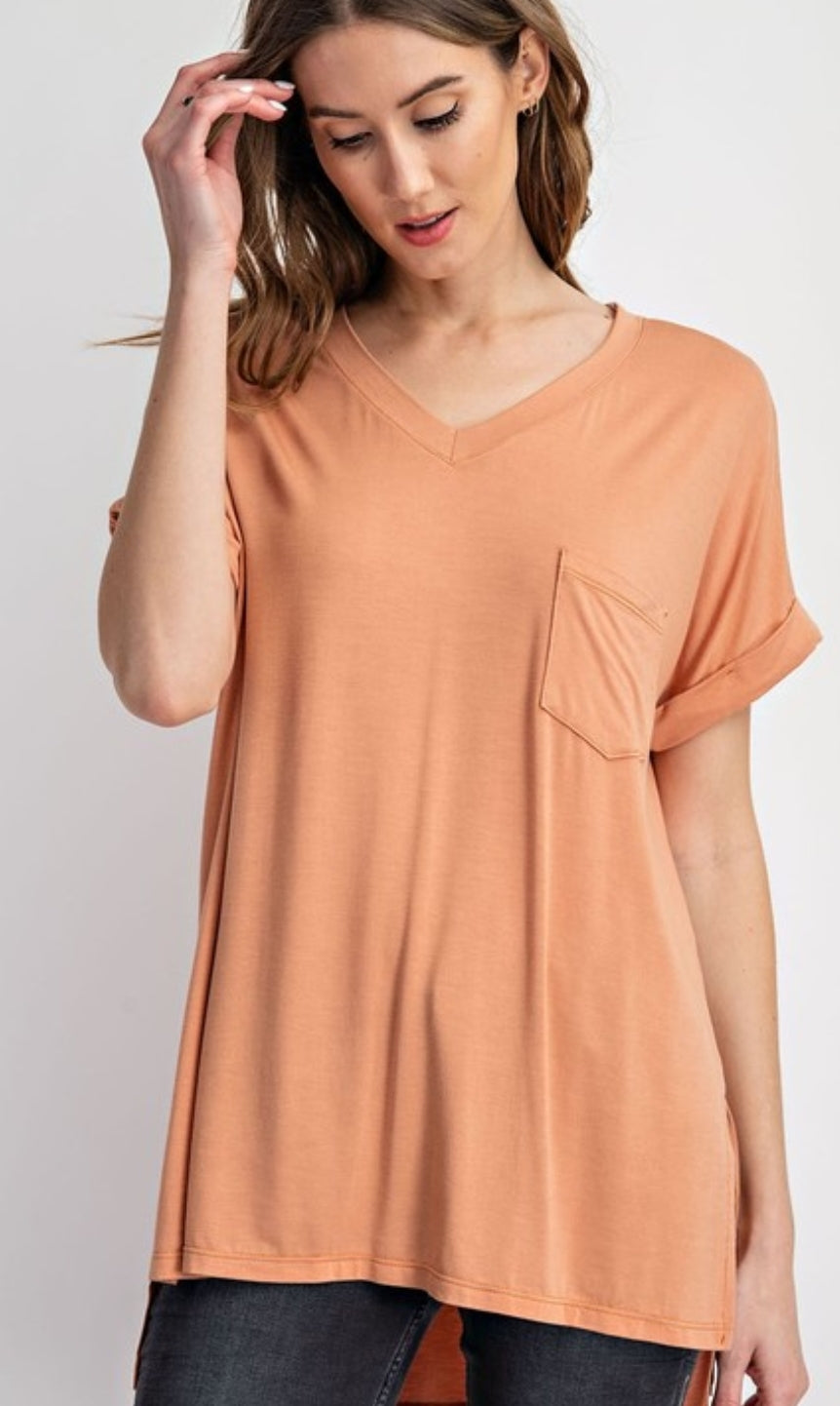V-neck high-low shirt