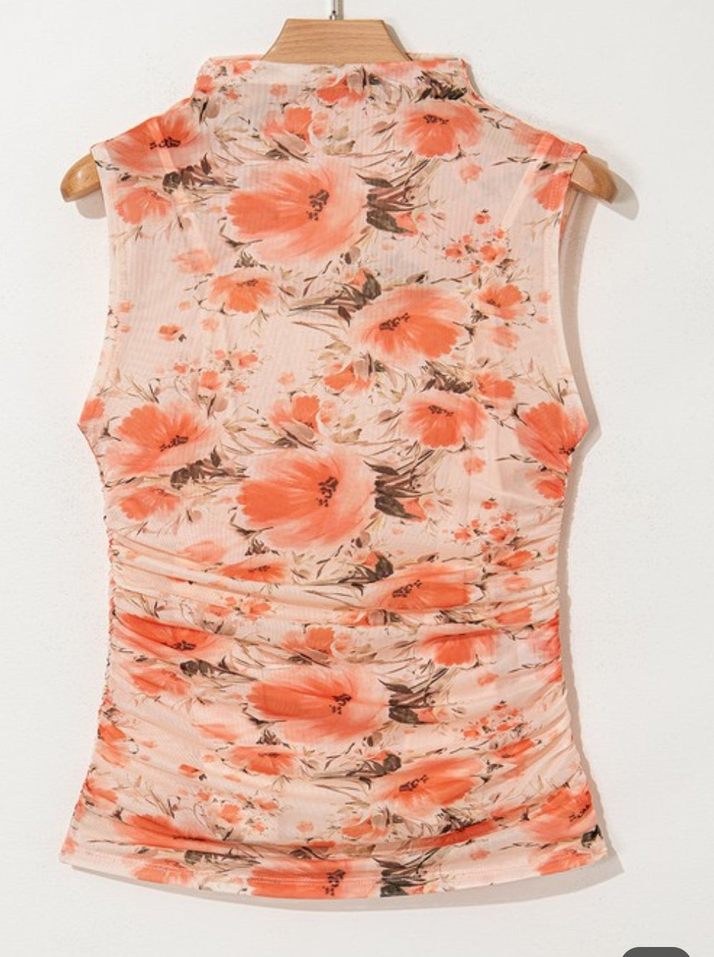 Floral print mesh tank top