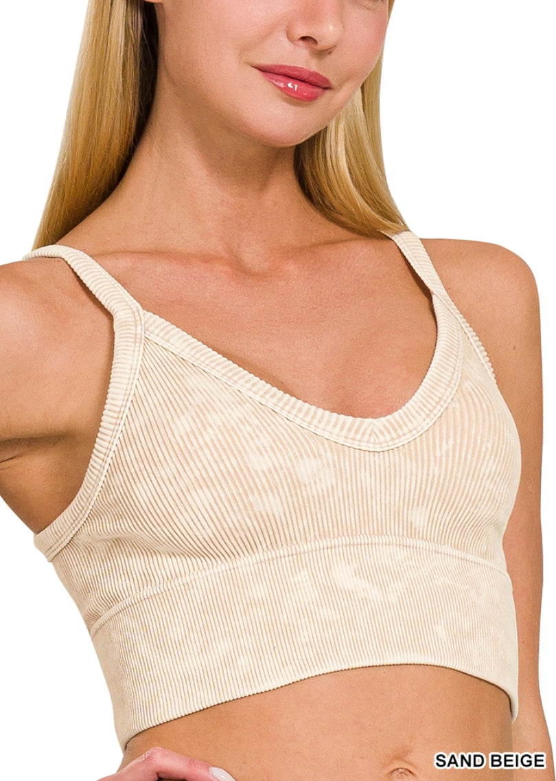 Washed V-neck cropped tank