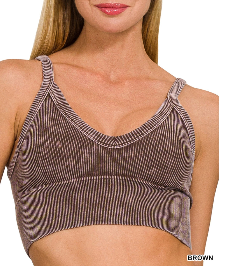 Washed V-neck cropped tank
