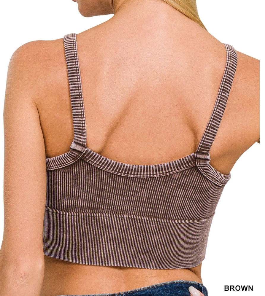 Washed V-neck cropped tank