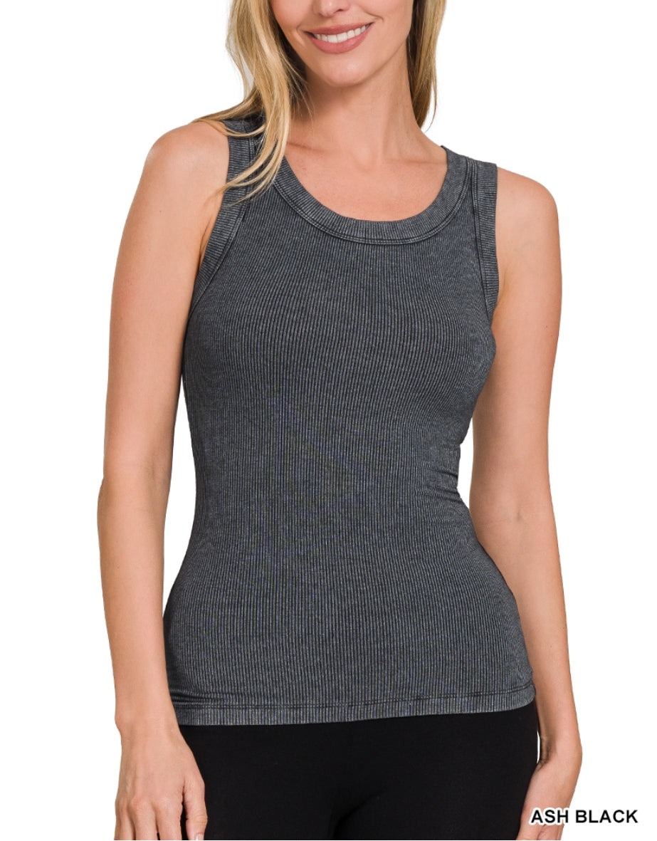 Washed scoop neck tank