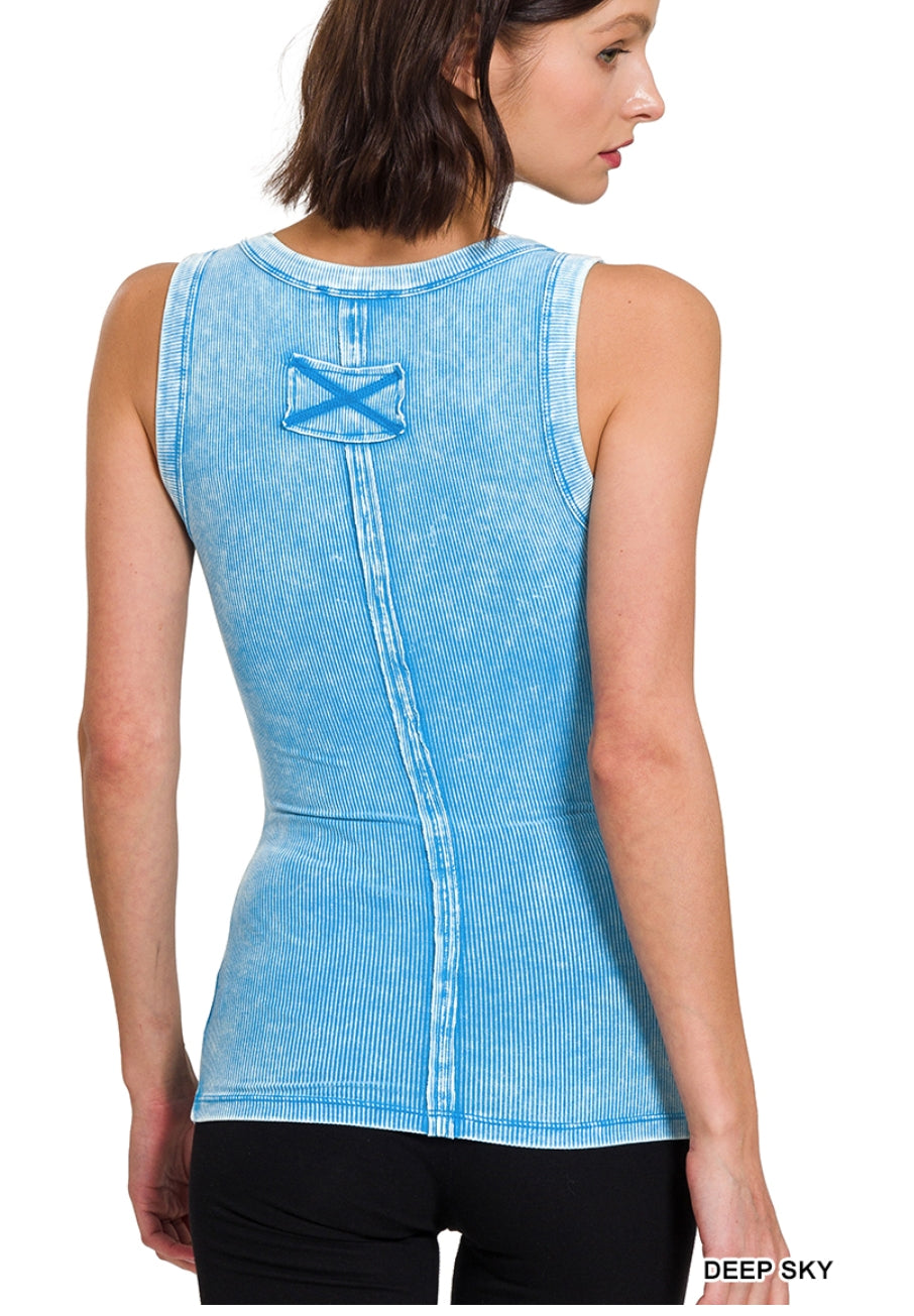 Washed scoop neck tank