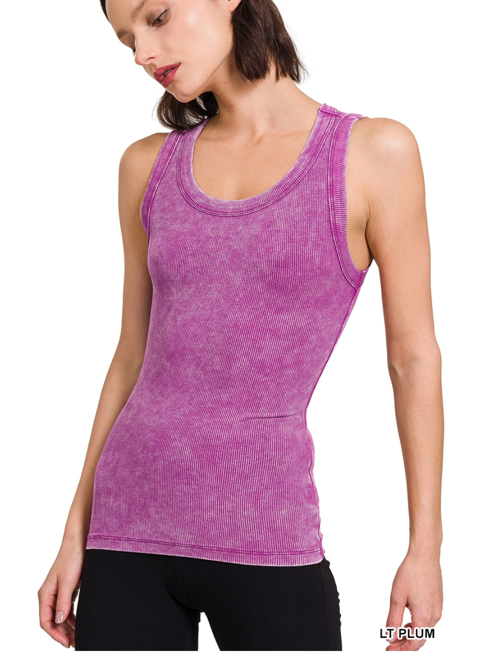 Washed scoop neck tank