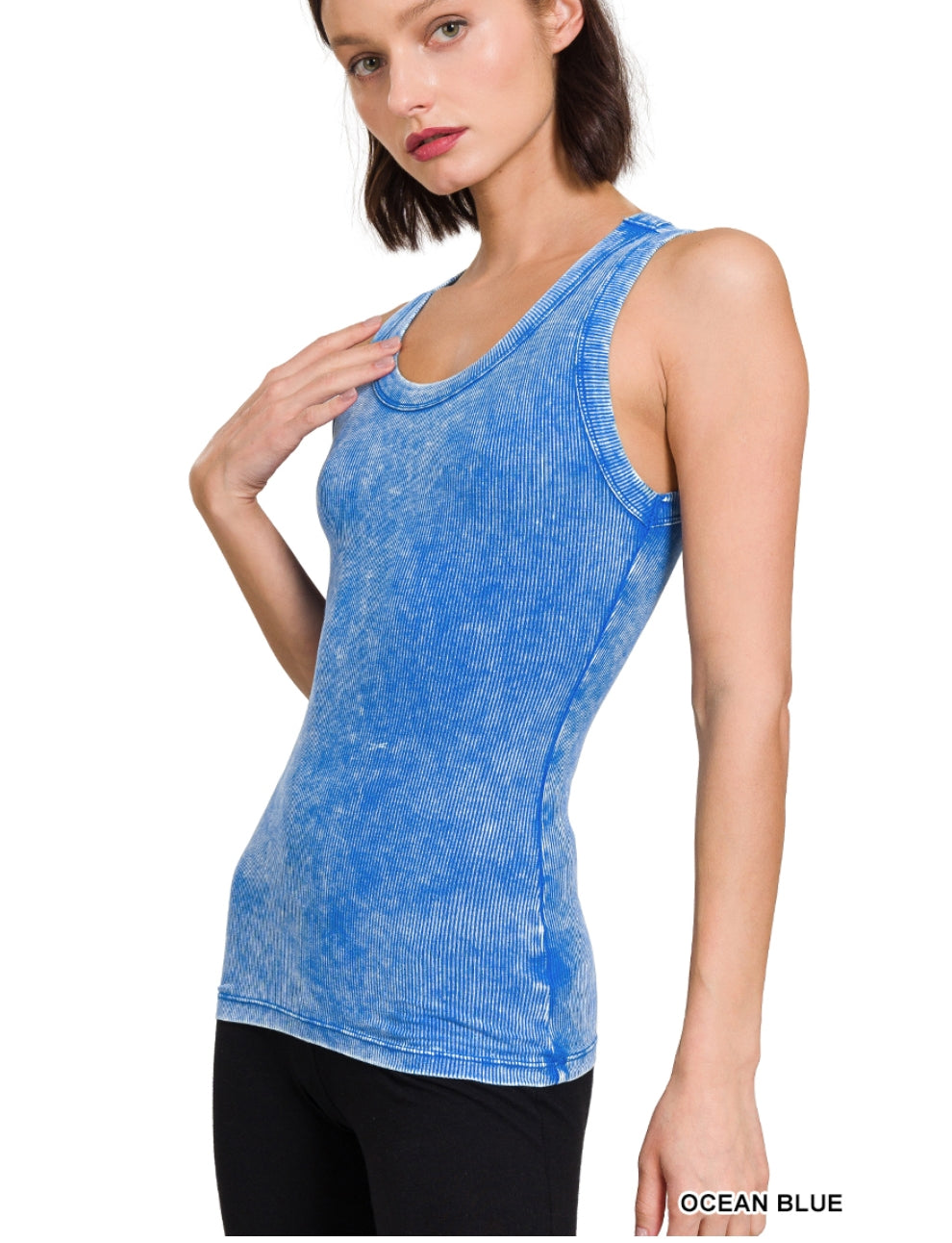 Washed scoop neck tank