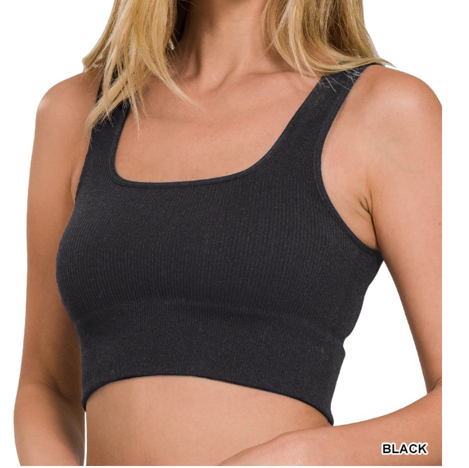 Square neck crop tank