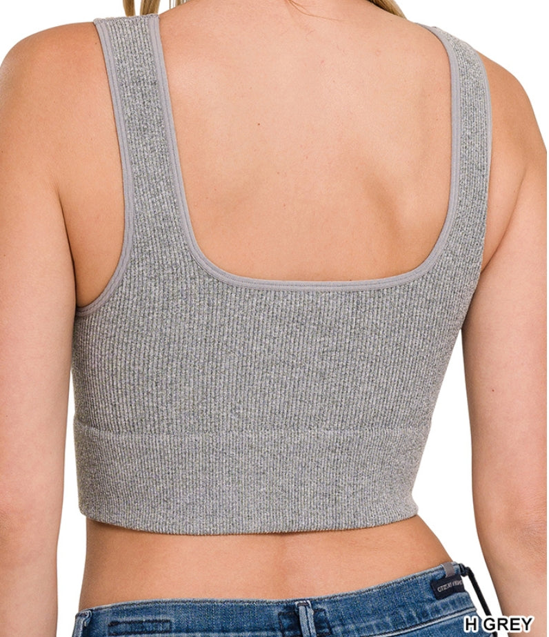 Square neck crop tank