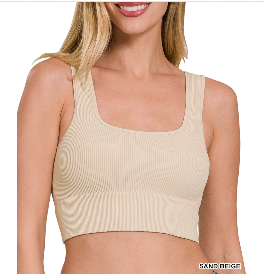 Square neck crop tank