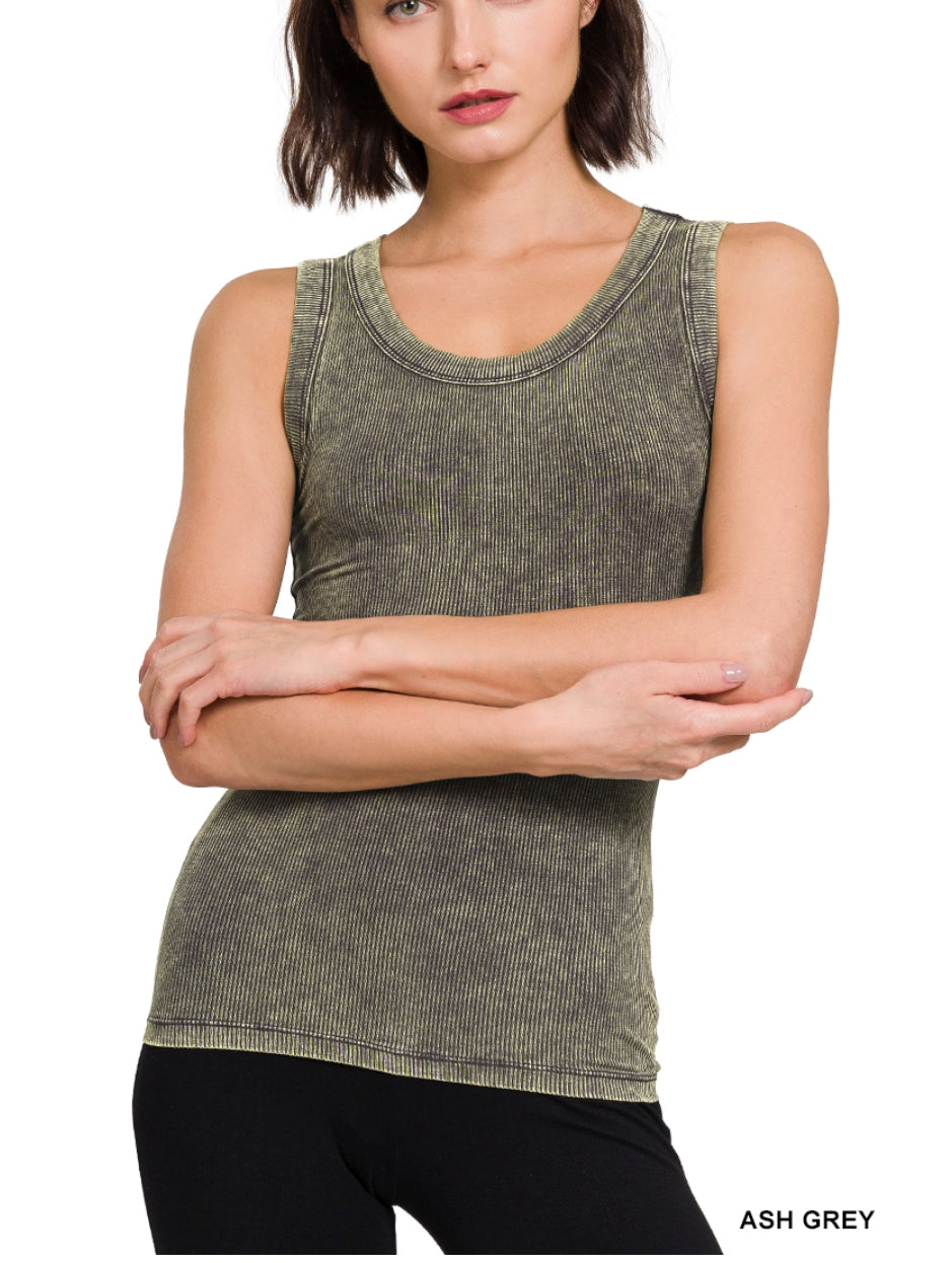 Washed scoop neck tank