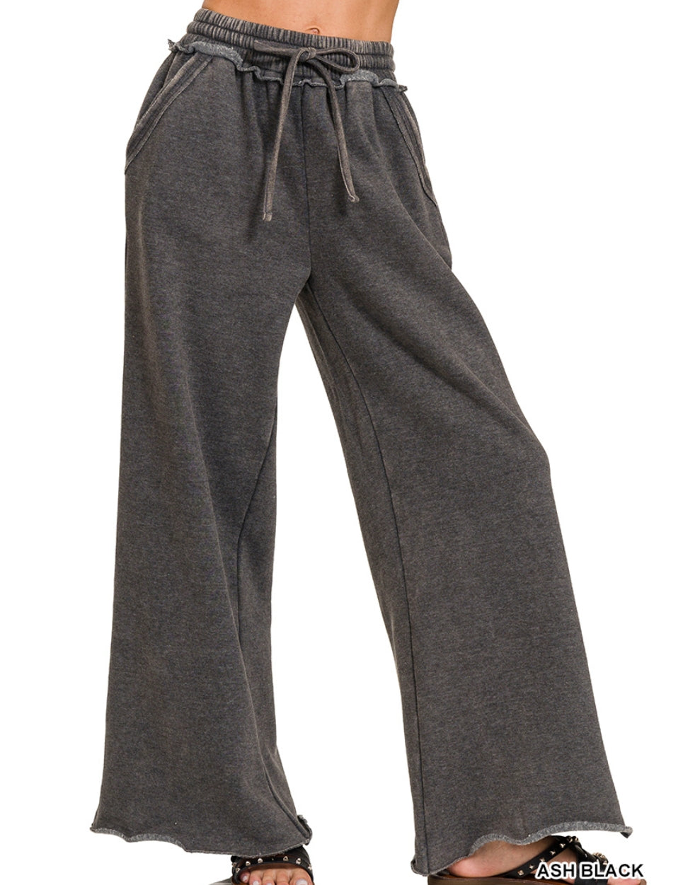 Acid wide leg raw hem sweatpants