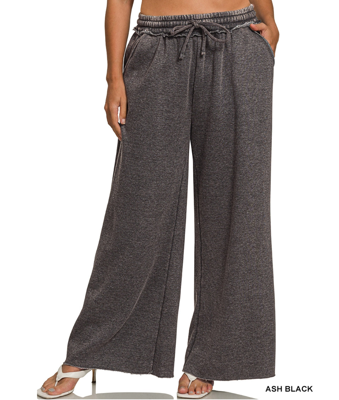 Acid wide leg raw hem sweatpants