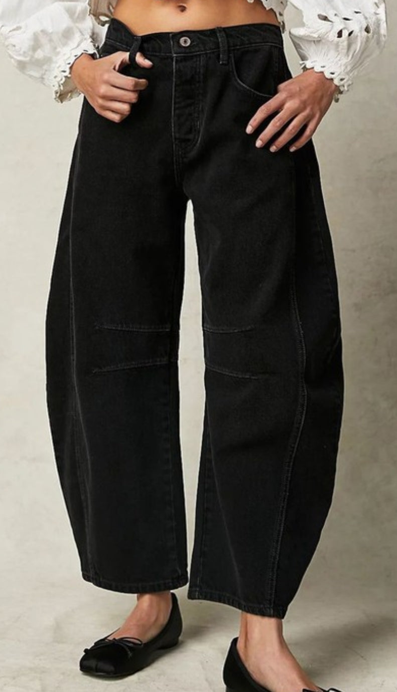 Mid-rise barrel jeans