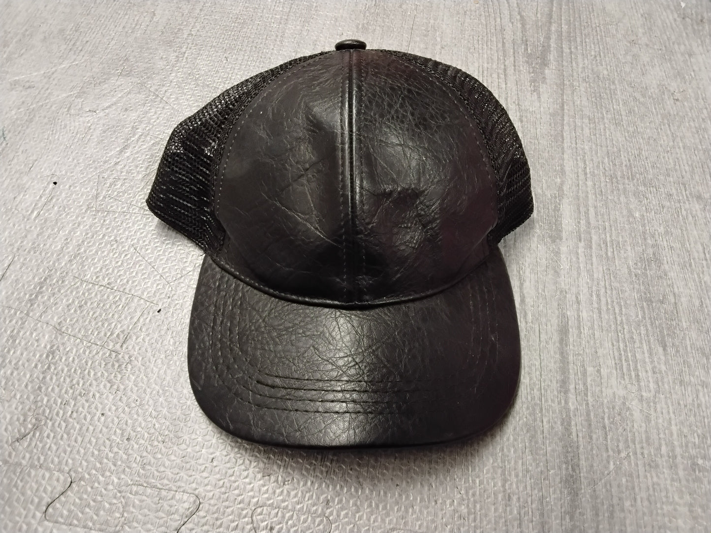 Black leather hat
