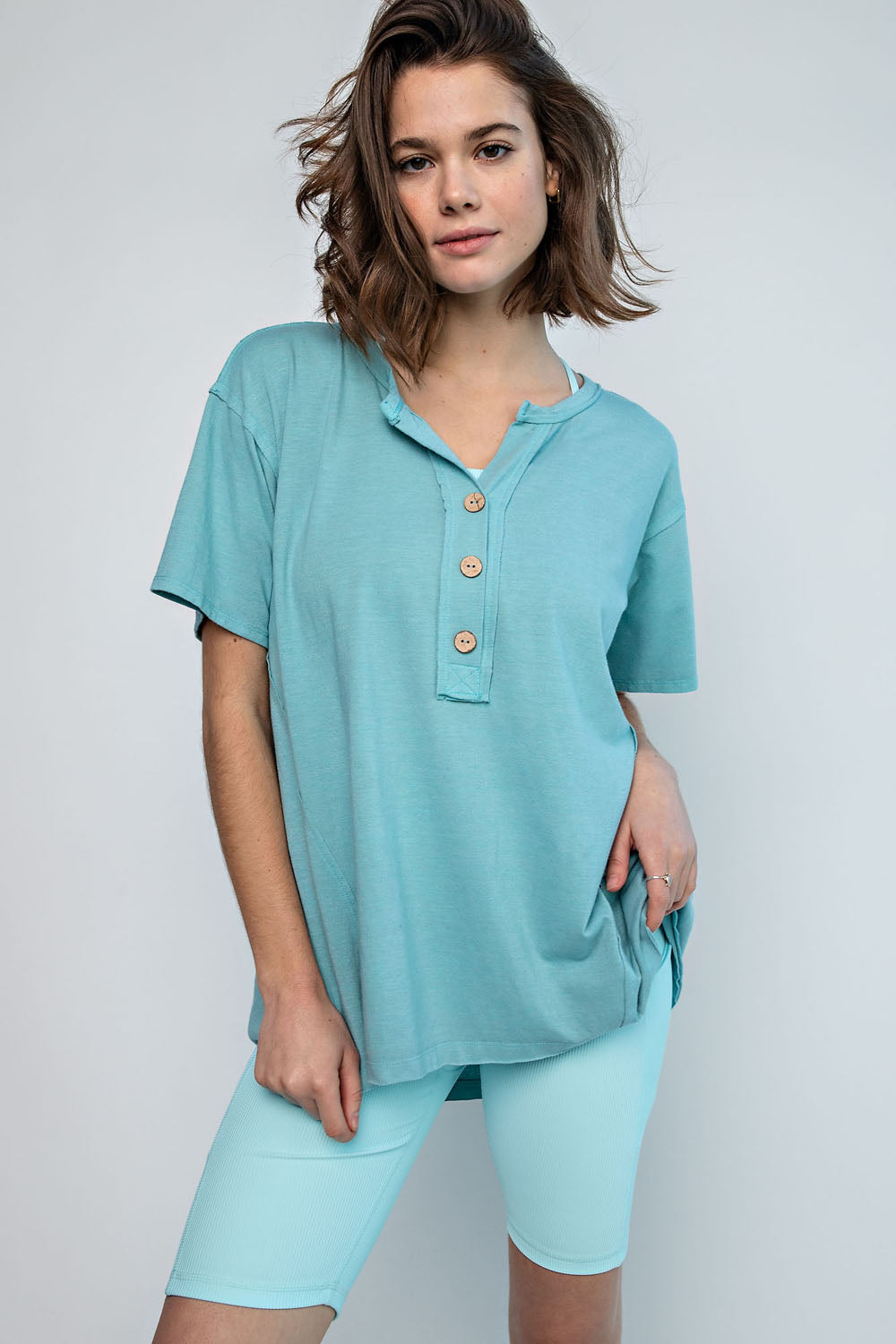 Washed Henley Top