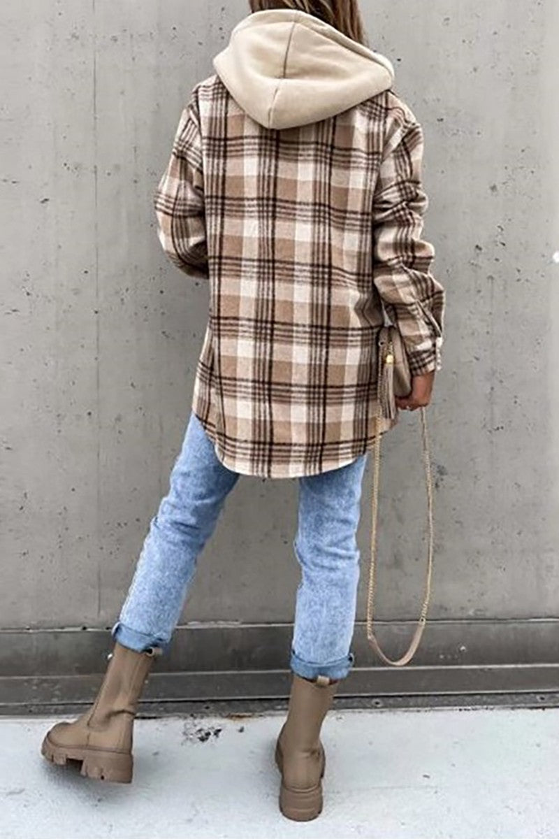 Short plaid shacket