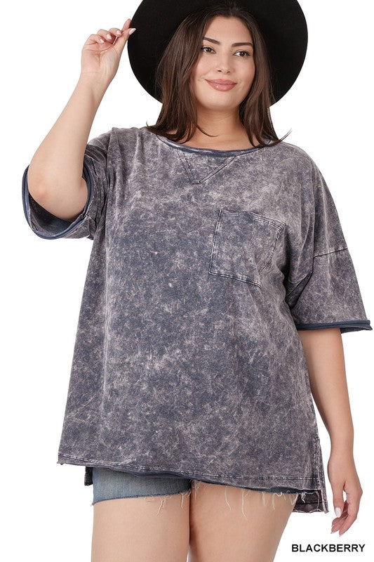 Acid washed shirt with pocket