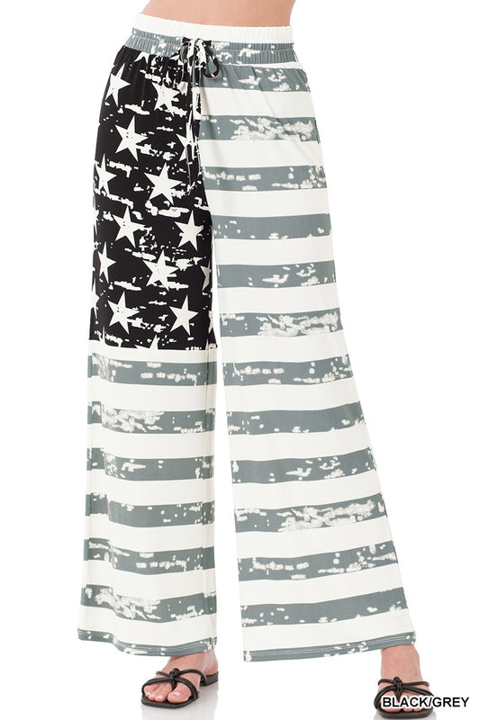 AMERICAN FLAG DRAWSTRING WIDE LEG PANTS