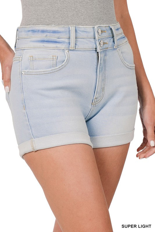 Cuffed denim shorts