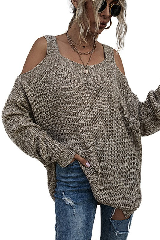 Cut-out shoulder sweater