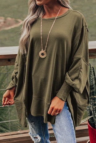 Patchwork Drop Shoulder Oversized Top