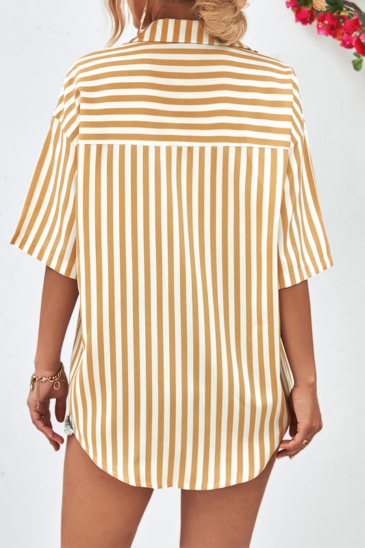 Striped short sleeve button up