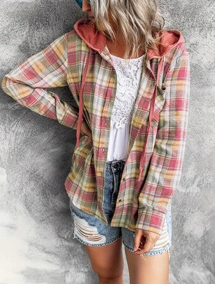 Plaid button up hoodies