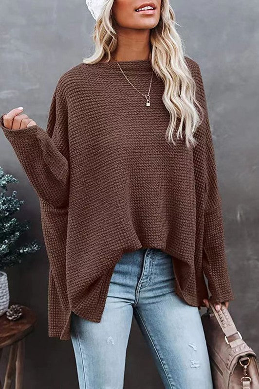 Waffle Diagonal shoulder shirt