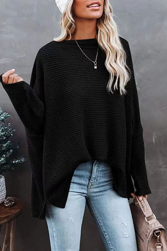 Waffle Diagonal shoulder shirt