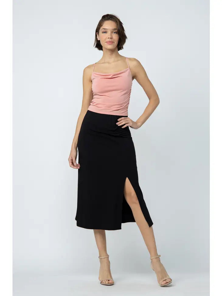 Side ruched midi skirt