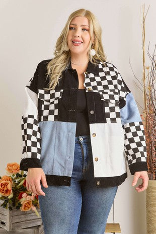 Checkered Block Shacket