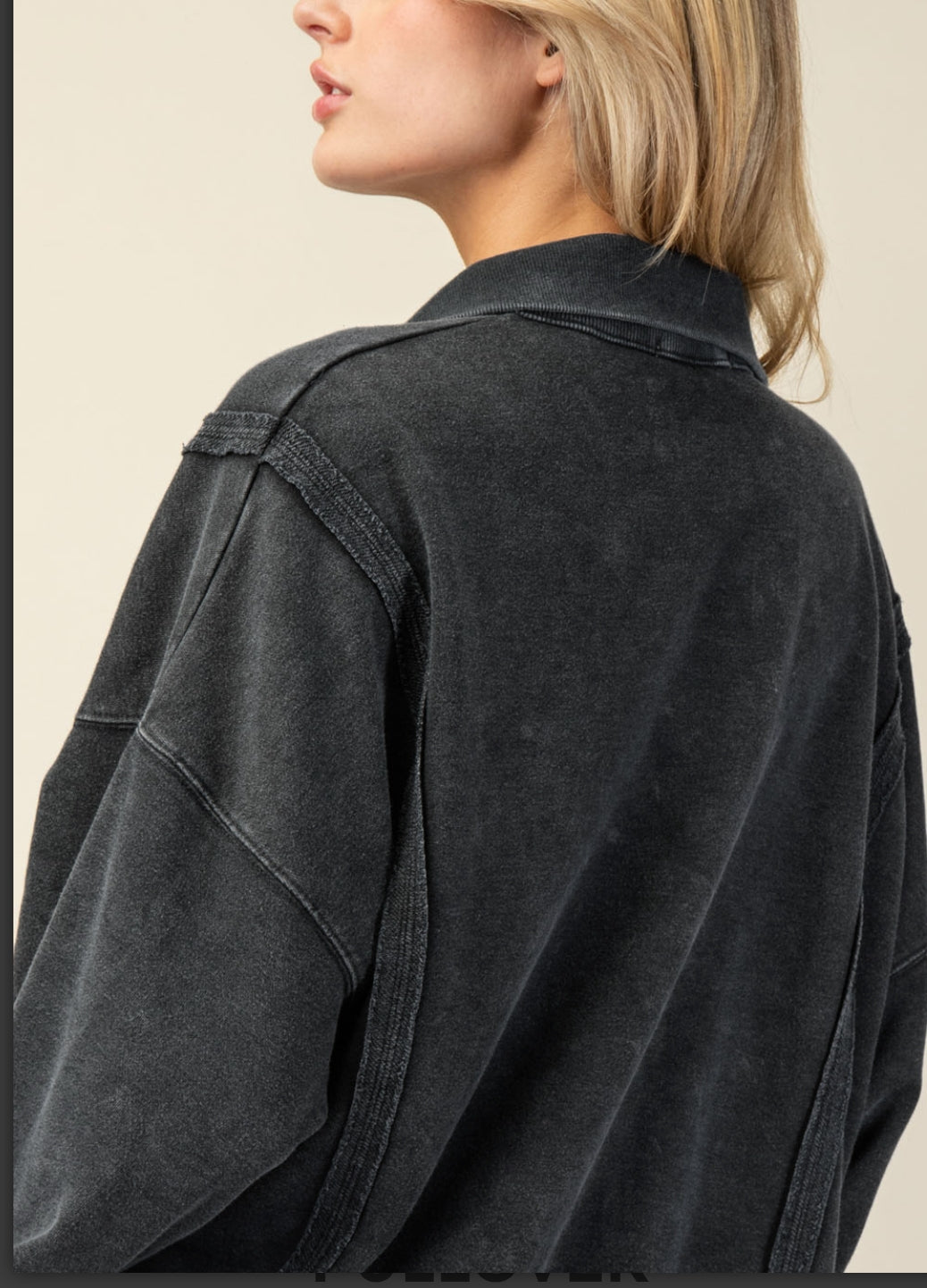 Washed quarter snap pullover