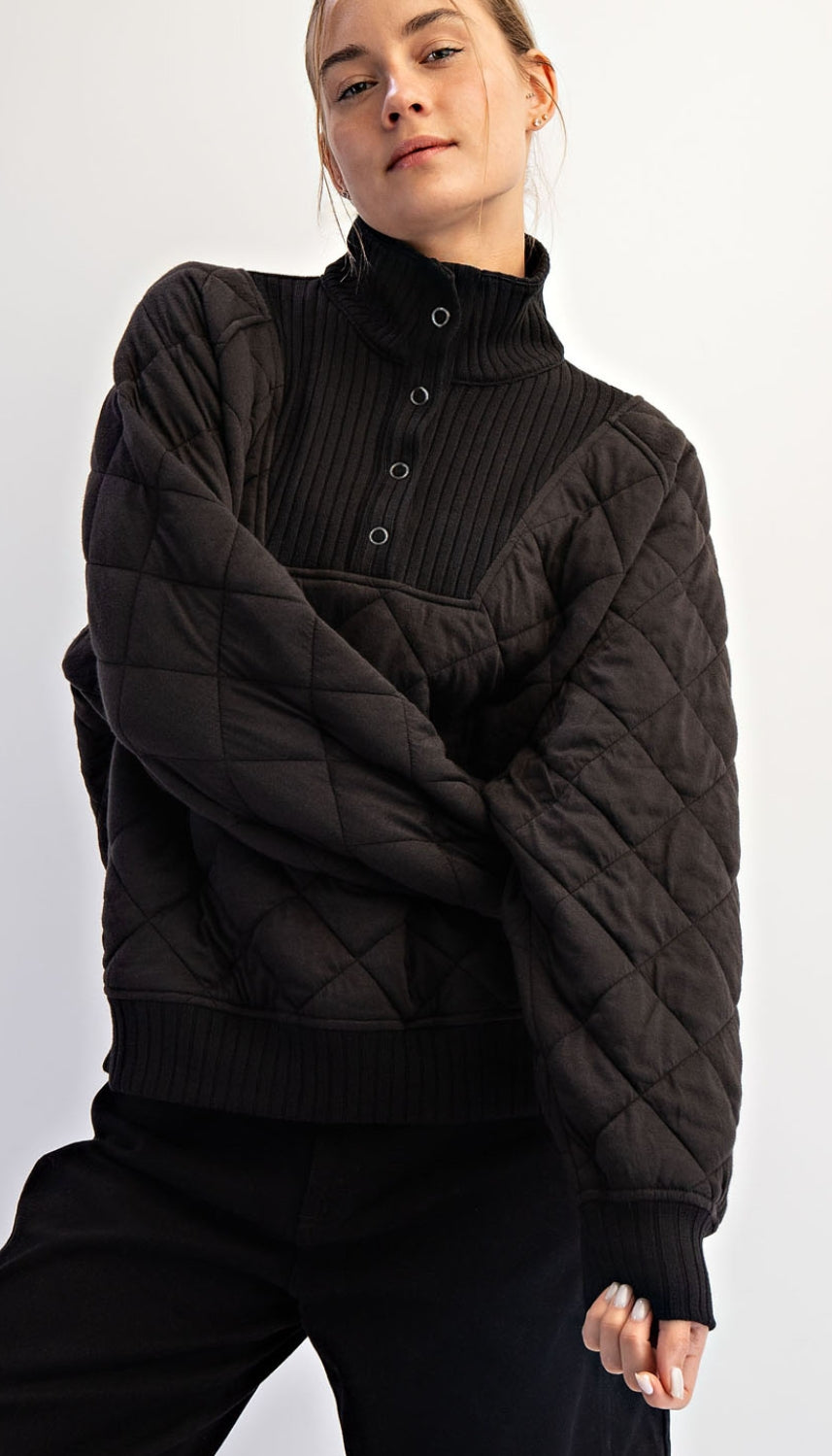 Quilted snap pullover