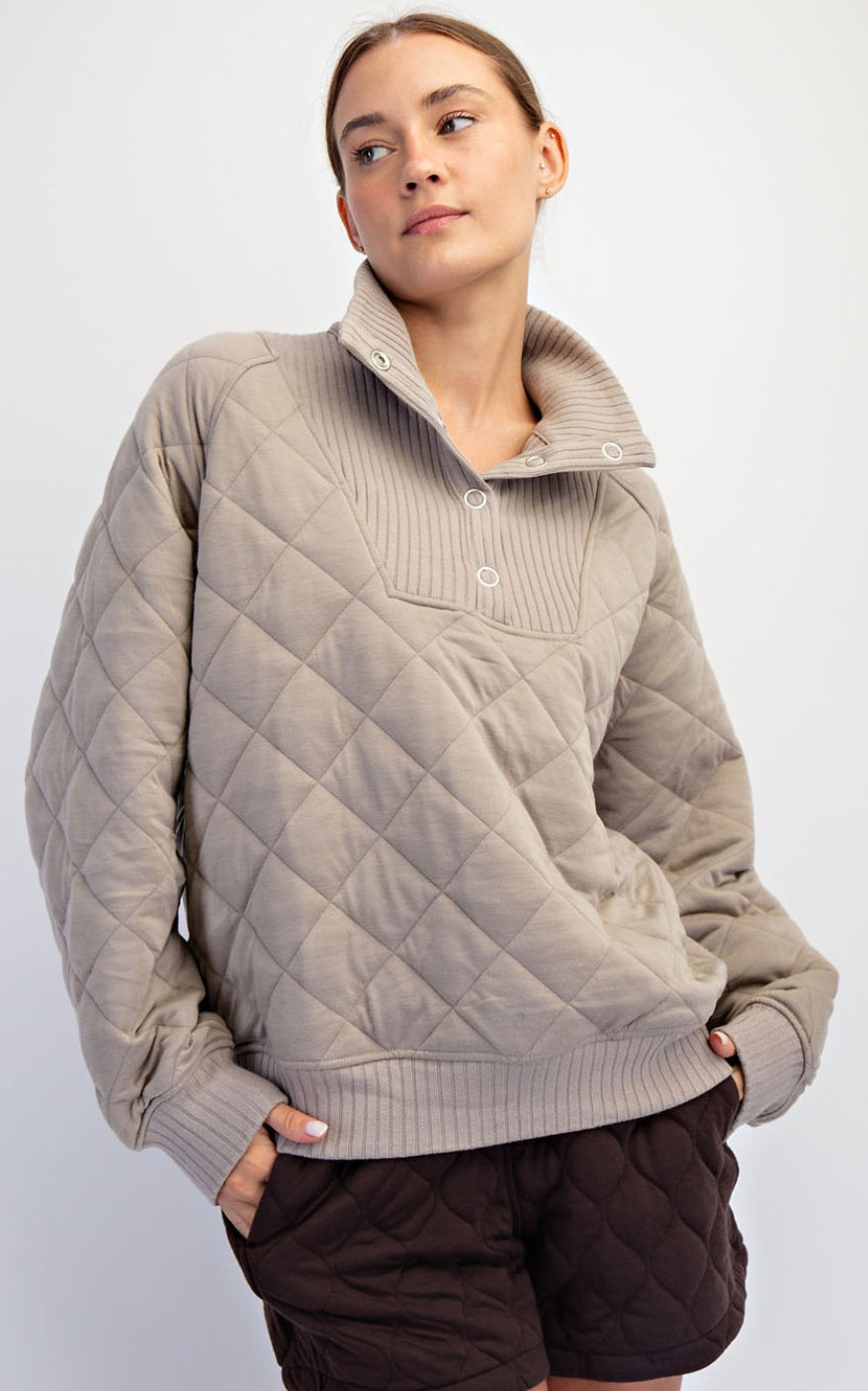 Quilted snap pullover