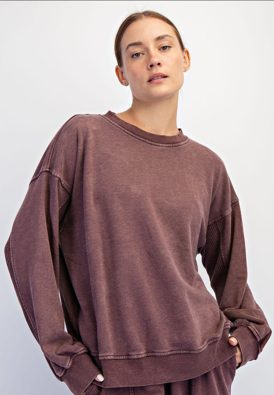 Washed mix texture pullover