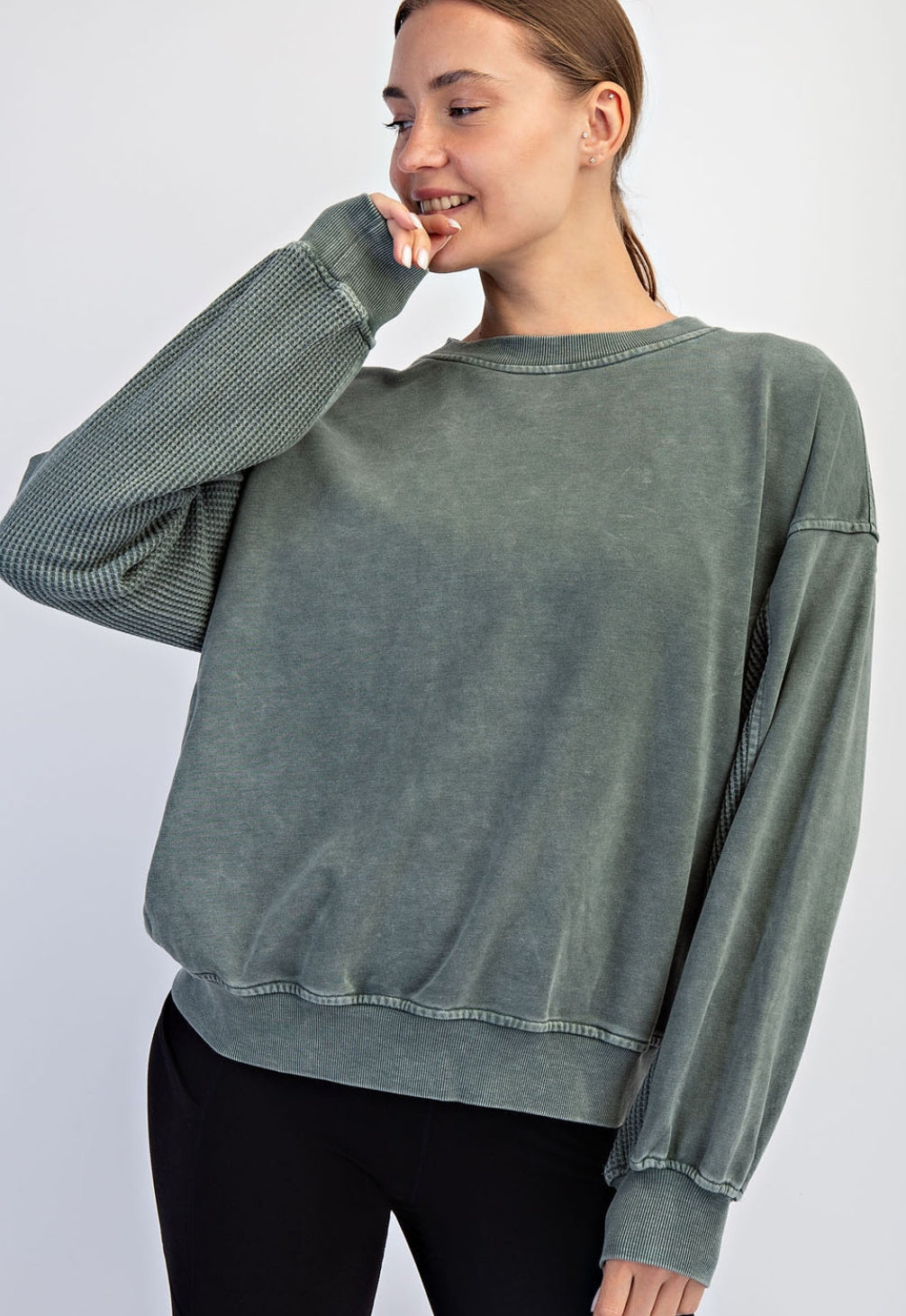 Washed mix texture pullover