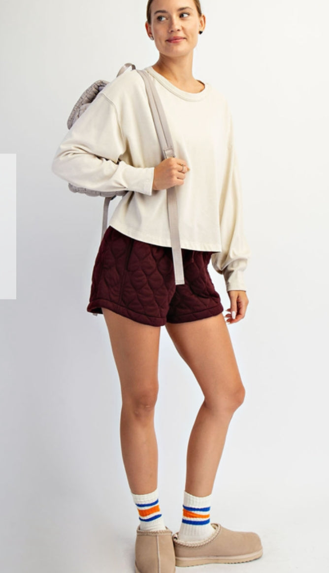 Washed long-sleeved crop top