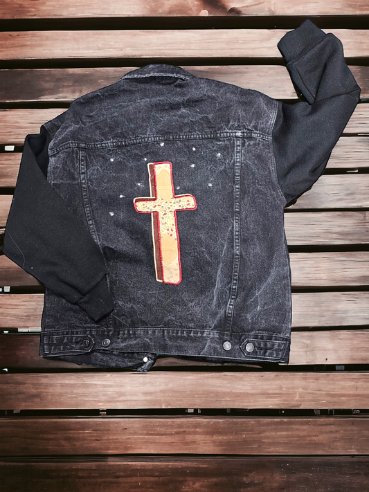 Custom denim cross jacket